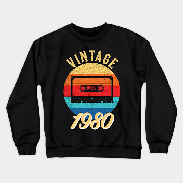 Vintage Year Since 1980 | Cassette | 42nd Birthday Gift Crewneck Sweatshirt by jiromie